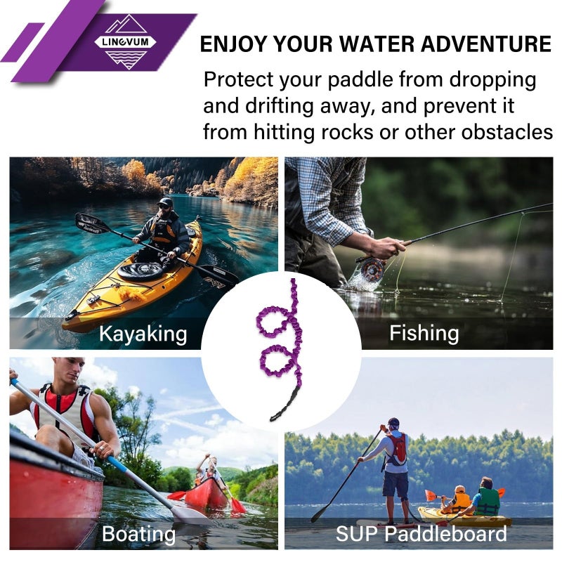 LINGVUM Kayak Paddle Leash Stretchable Paddle Strap Coiled Lanyard Rope for Kayaking Canoing Boating, Fishing Poles Rods, Kayak Paddle Accessories - Image 5
